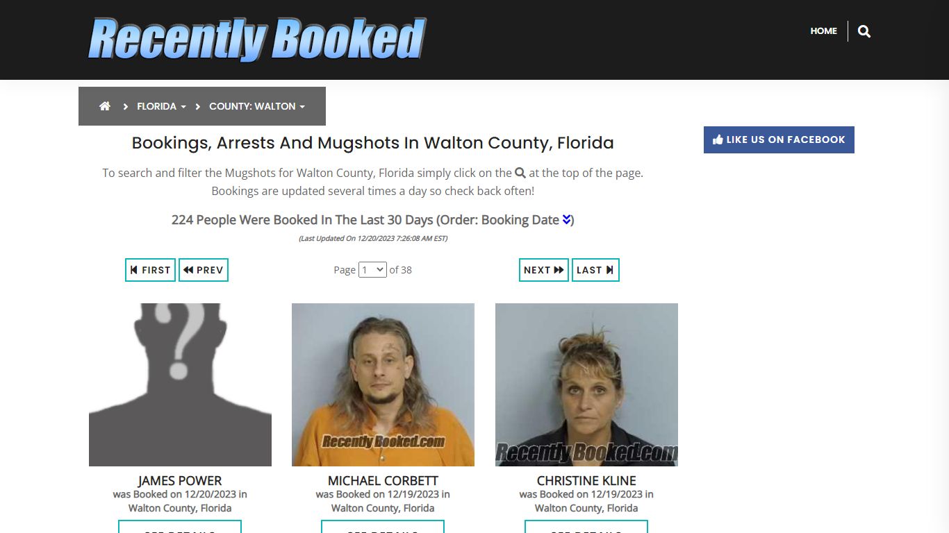 Recent bookings, Arrests, Mugshots in Walton County, Florida